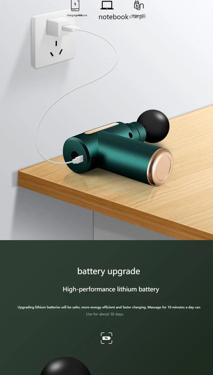 Upgraded Portable Massage Gun - Deep Tissue Muscle Relief, USB Rechargeable Battery, Ideal For Back & Neck,Gift For Everyone