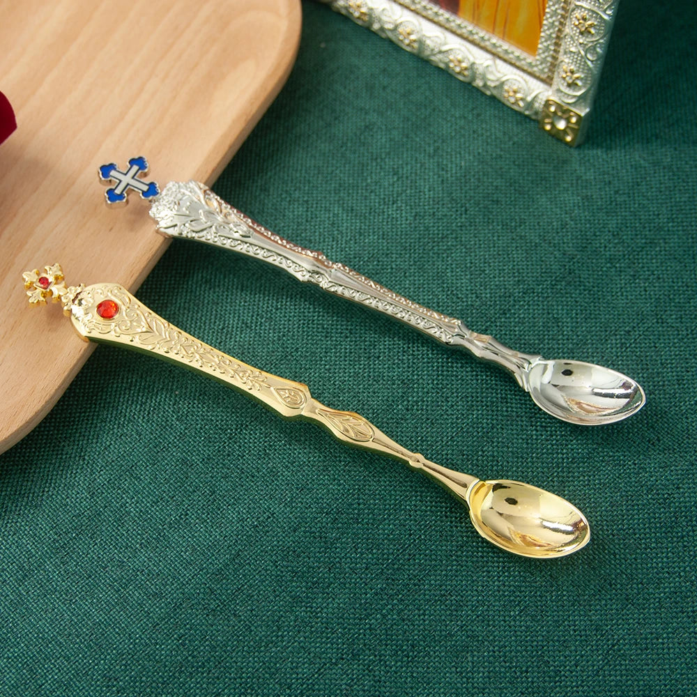 HT Church Product Religion Accessory Gold Plated Orthodox Holy Water Spoon Religious Rituals for Church Decoration