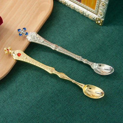 HT Church Product Religion Accessory Gold Plated Orthodox Holy Water Spoon Religious Rituals for Church Decoration