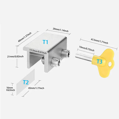 Aluminum Alloy Window Locks Adjustable Childproof Security Clamps Sliding Window Stoppers For Home Safety Anti-Theft Protection