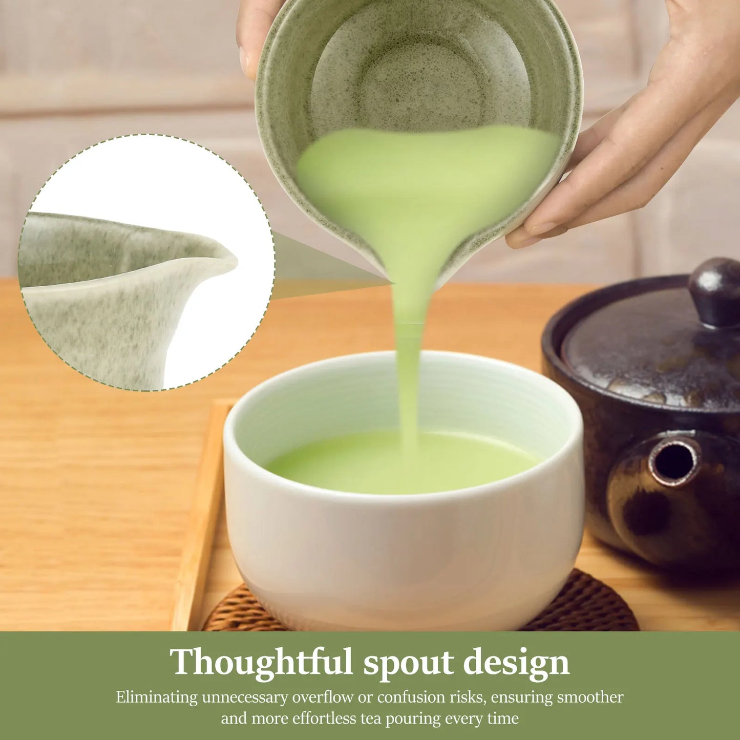 5 Pcs Matcha Set Includes Matcha Bowl with Spout Matcha Whisk Holder Bamboo Matcha Whisk Spoon and Tea Scoop Complete Japanese