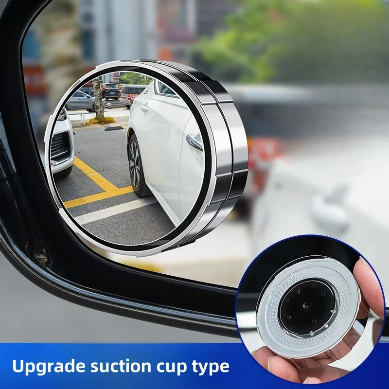 2pcs Car Small Round Mirrors 360 Adjustable Suitable for Assisting Reverse Vision Blind Spots Safety Protection Convex Mirror