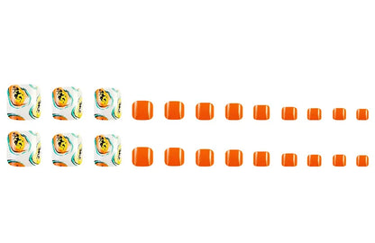 24 Pcs French Design Fake Toe Nail Press on Toe Nail Summer False Nails Acrylic Reusable Toe Nail Decorated Nails With Tool Kit