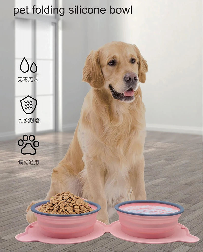 Foldable Silicone Pet Bowls Non-toxic Portable Pet Travel Feeding Bowl Folding Puppy Cat Bowl Outdoor Food Dispenser Feeder