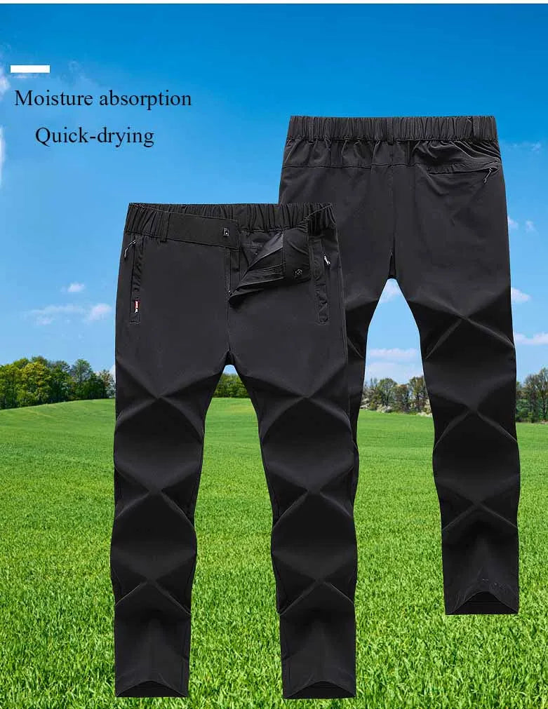 New Elastic Mens Hiking Pants Summer Quick Drying Waterproof Breathable Ultra Thin Outdoor Climbing Trekking Mens Trousers PN69