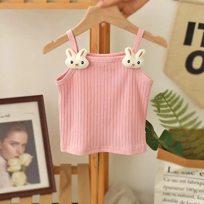 Baby Girls T-shirts  Kids Summer Sleeveless Tops Vest  Girls Cute Halter Tops Tees Children Clothing 1-7 Year Girls Top