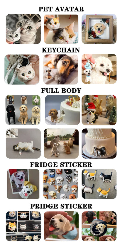 Personalized Cartoon Portrait Pet Keychain Custom Dog Head Ornament Customized Pet Gift Pet Mini Sculpture Pet Lover Gift Ideas