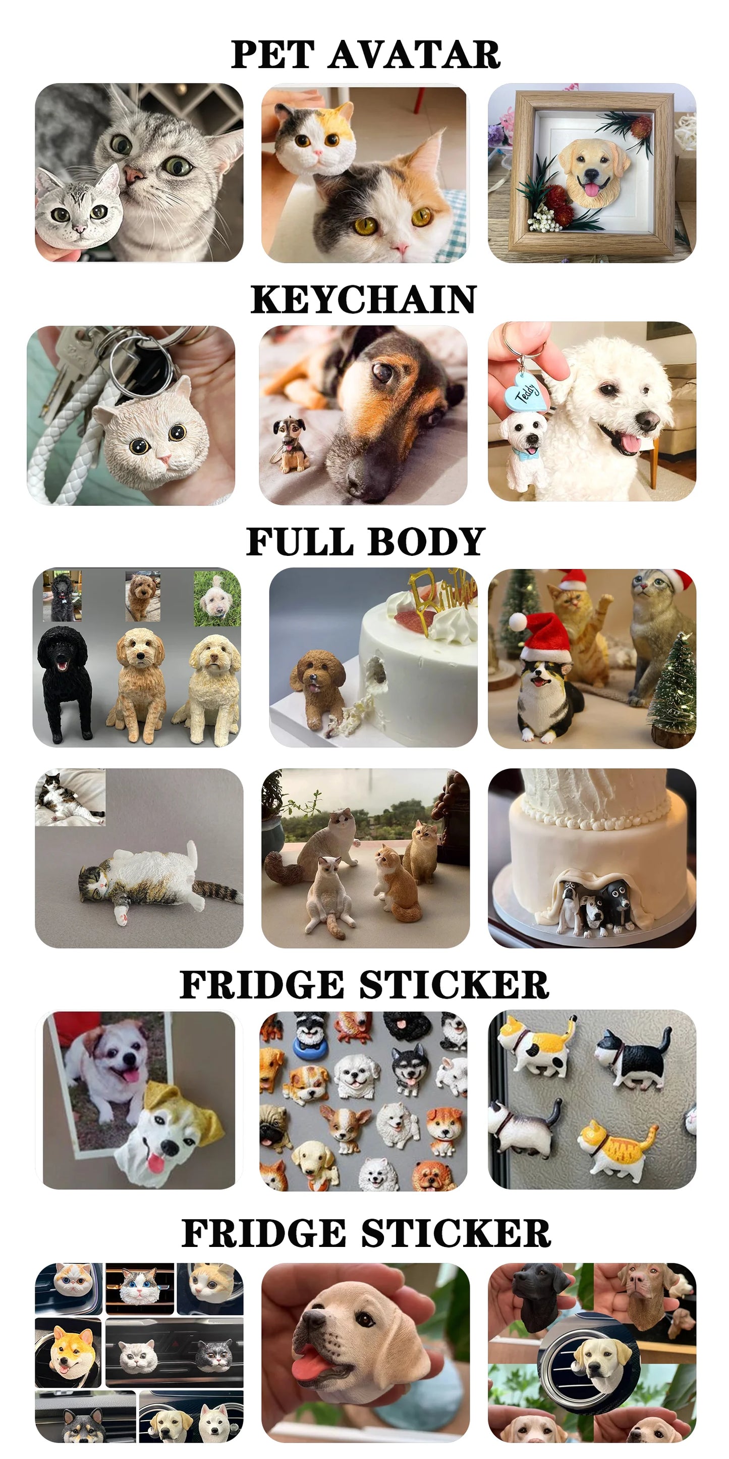 Custom Dog Head Ornament Personalized Cartoon Portrait Pet Keychain Customized Pet Gift Pet Mini Sculpture Pet Lover Gift Ideas