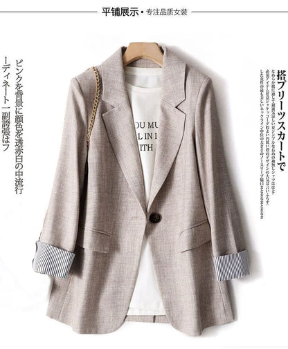 Office Lady Casual Blazers For Women 2024 Autumn Fashion Single Button Long Sleeve Outerwears New In Coats & Jackets Elegant
