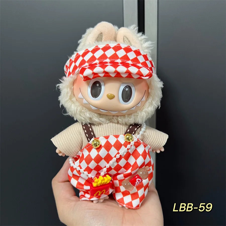 POP Labubu baby clothes 17cm plush vinyl labubu sit-down party first-generation and second-generation suit, clothes only