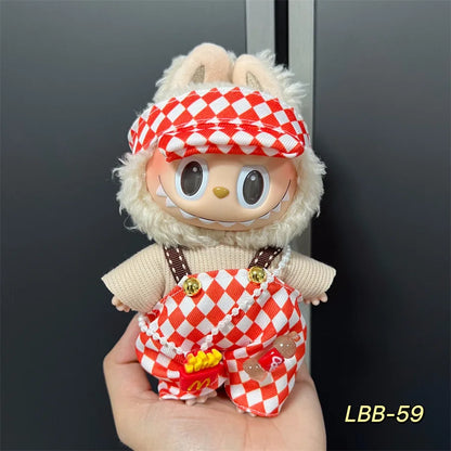 POP Labubu baby clothes 17cm plush vinyl labubu sit-down party first-generation and second-generation suit, clothes only
