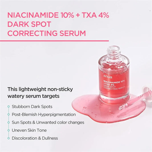 Anua 10% Niacinamide + 4% Hyaluronic Acid Serum, Hyaluronic Acid, Vitamin B12 Natural Pigment, Suitable for Sensitive Skin, 30ml