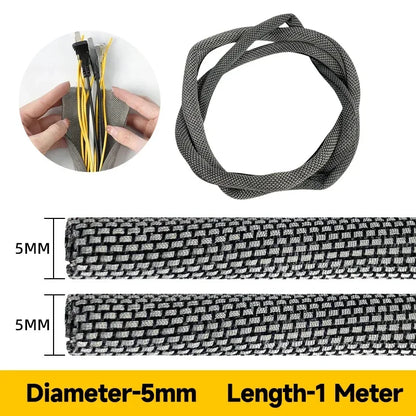 5-8mm Thermoresistant Tin Plating Cable Tube Sleeve EMI Shielded Flexible Wire Wrap Cover Line Cord Organizers Cable Management