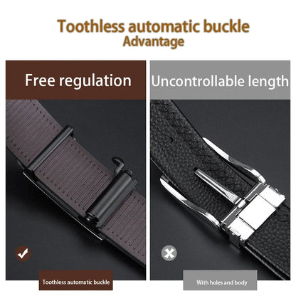 Luxury Fashion Men's Belt Men's Genuine Leather Belt Automatic Buckle Ratchet Belt Random Adjustment Belt Women Waist Belt