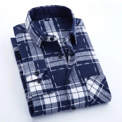 40%cotton fashion korean populasr clothes Casual plaid long-sleeve shirts for men slim fit plain shirt social streetwear tops