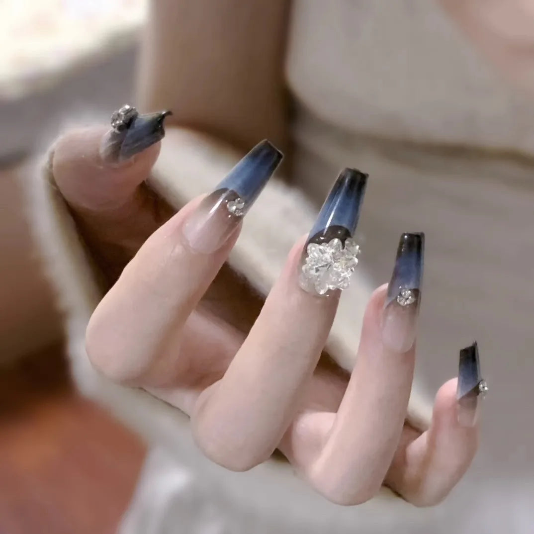 10Pcs Short Press On Nails y2k Star Rhinestone Design Handmade Press On nails Luxury With Design Full Cover Removable Fake Nails