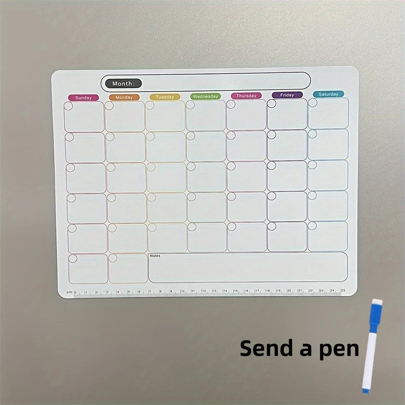 A Refrigerator Magnet ,Monthly And Weekly Planner, Magnetic Calendar Sticker, Soft Note Message Board