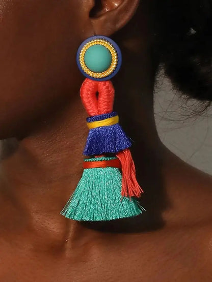 Bohemian Earrings Long Tassels Dangle Exaggerated Earrings Handmade For Women Wedding Party Jewelry