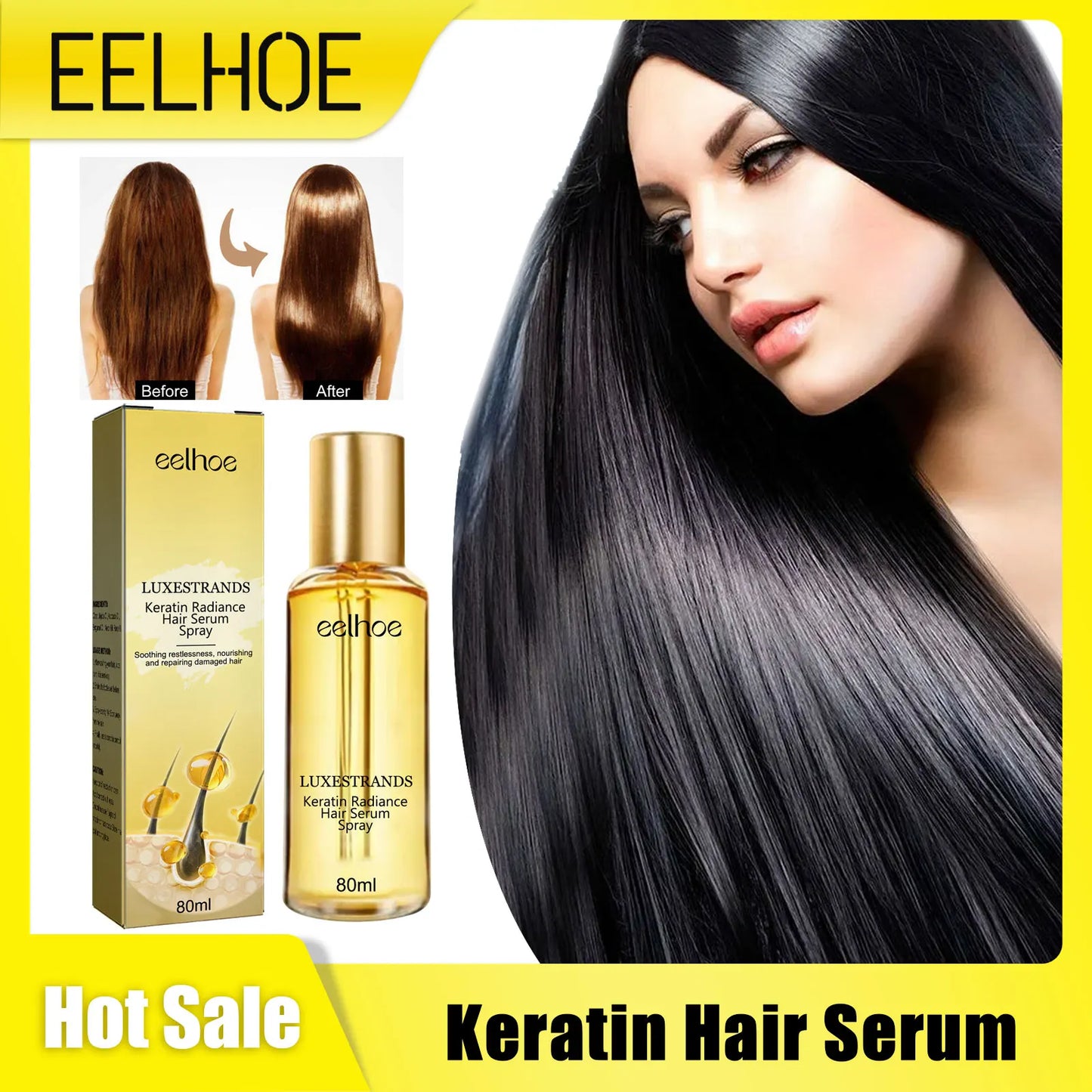 Straightening Hair Serum Spray Repair Keratin Smoothing Silky Soft Protein Correcting Anti Damaged Frizz Hair Treatment Essence