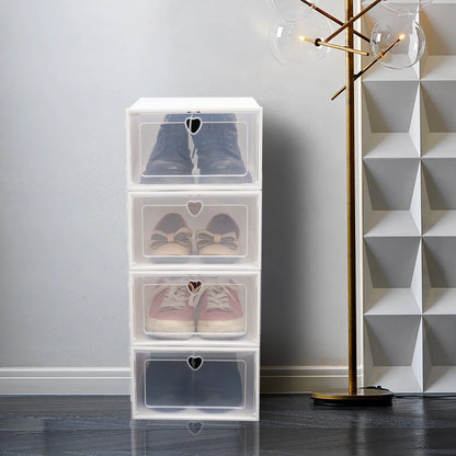 20Pcs Foldable Shoe Storage Boxes with Lids Transparent Stackable Containers Drawer Style PP Plastic Shoe Organizers