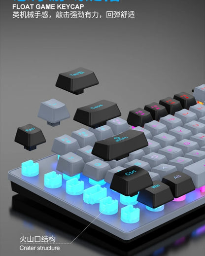 Keyboard 87 Keys 80% Layout Spanish Russian Korean Arabic Gaming Keyboard USB Wired RGB Light Float Keycap Ergonomics Design K10