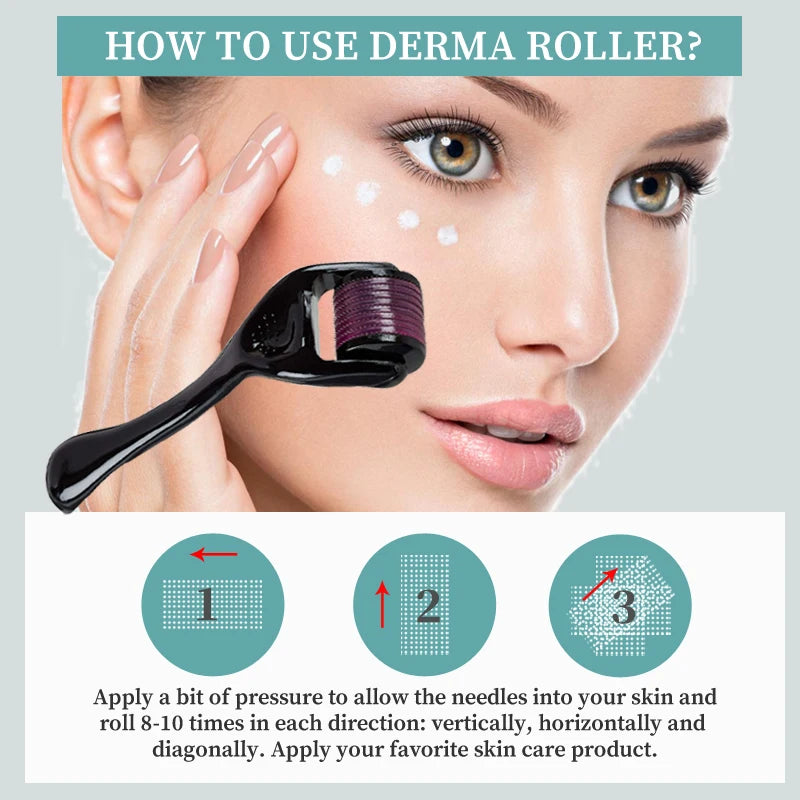 540 Derma Roller for Hair Beard Regrowth 0.2/0.25/0.3mm Titanium Needles Anti Acne Remove Wrinkles Skin Care Roller