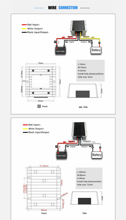Battery Charger 9V-36V to 14.5V 12.6V 13.8V 4A-15A Constant Current  DC DC 12V Lithium Battery Chargers for Dual-battery System