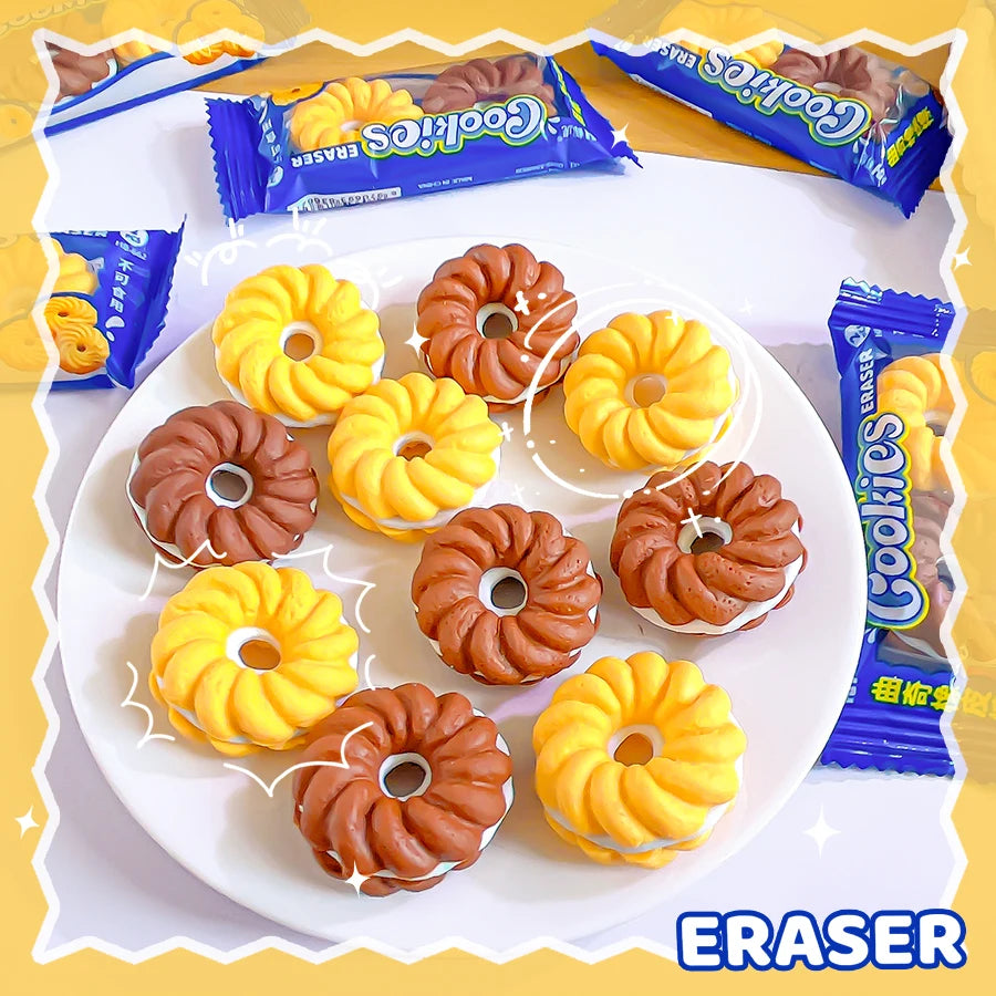 Kawaii stationery items School teacher gift Office Supplies classroom back to school cookie Carton Rubber Erasers cute things