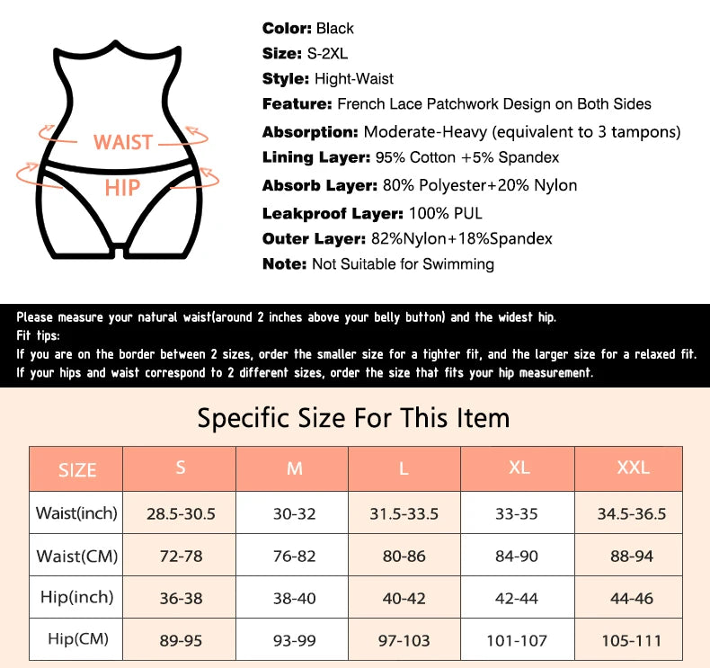 Menstrual Panties Woman High Waist Menstrual Cycle Absorbent Underwear Leak Proof Menstrual Briefs Period Underwear Heavy Flow
