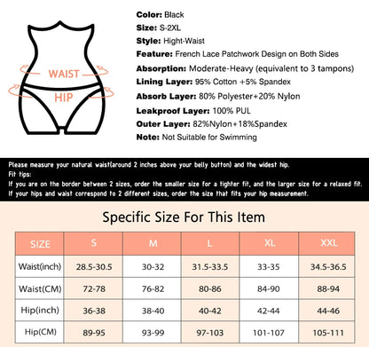 Menstrual Panties Woman High Waist Menstrual Cycle Absorbent Underwear Leak Proof Menstrual Briefs Period Underwear Heavy Flow