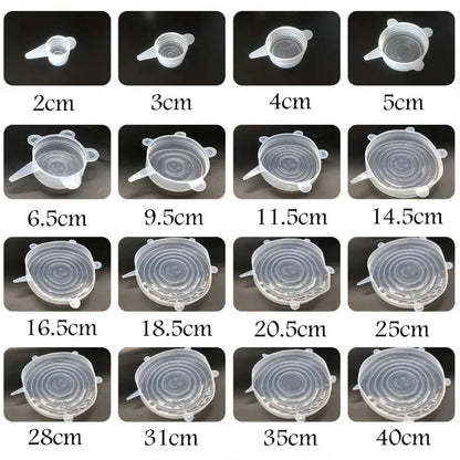 16 Sizes Silicone Stretch Lids Universal Lid Silicone Bowl Pot Lid Silicone Cover Pan Cooking Food Fresh Cover Microwave Cover