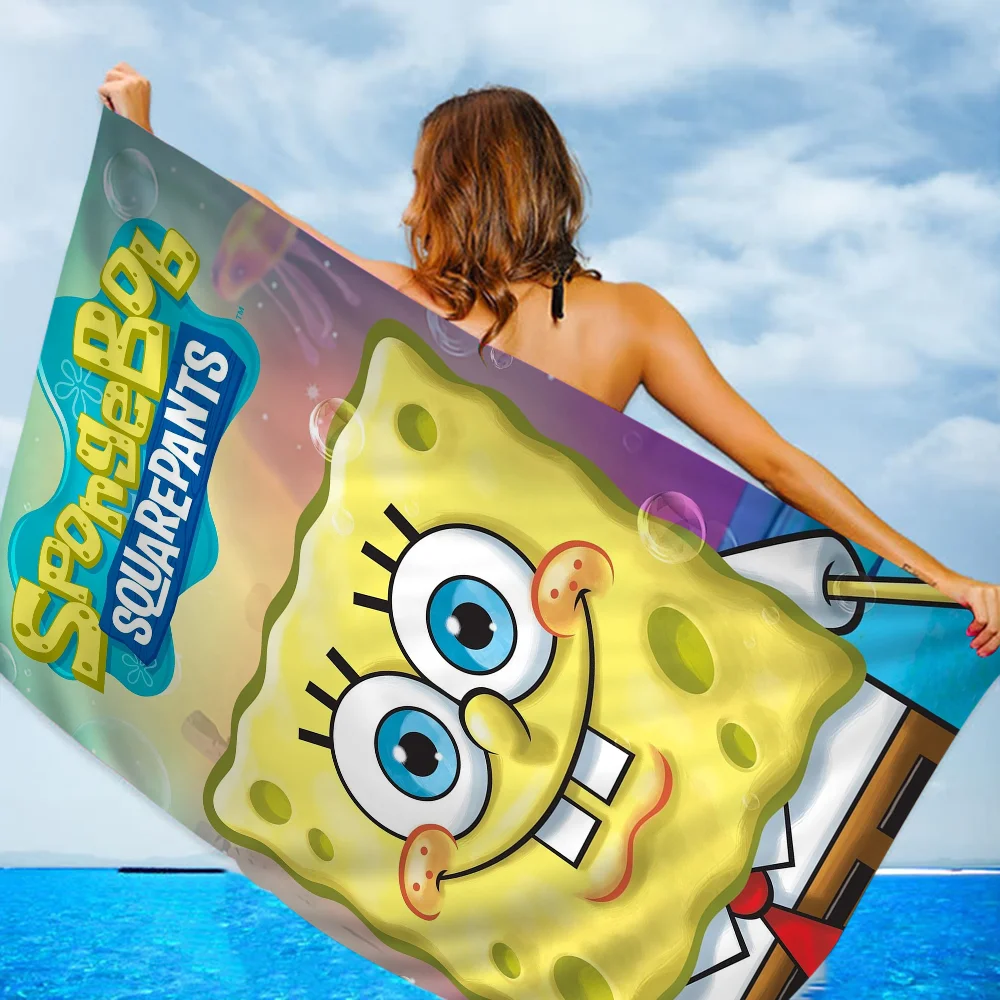Funny-Cartoon S-Spongebobes-Cute-Pants Bath Towel Soft Water Absorbing Breathable For Girl Kids Decorative Cartoon Beach Towel