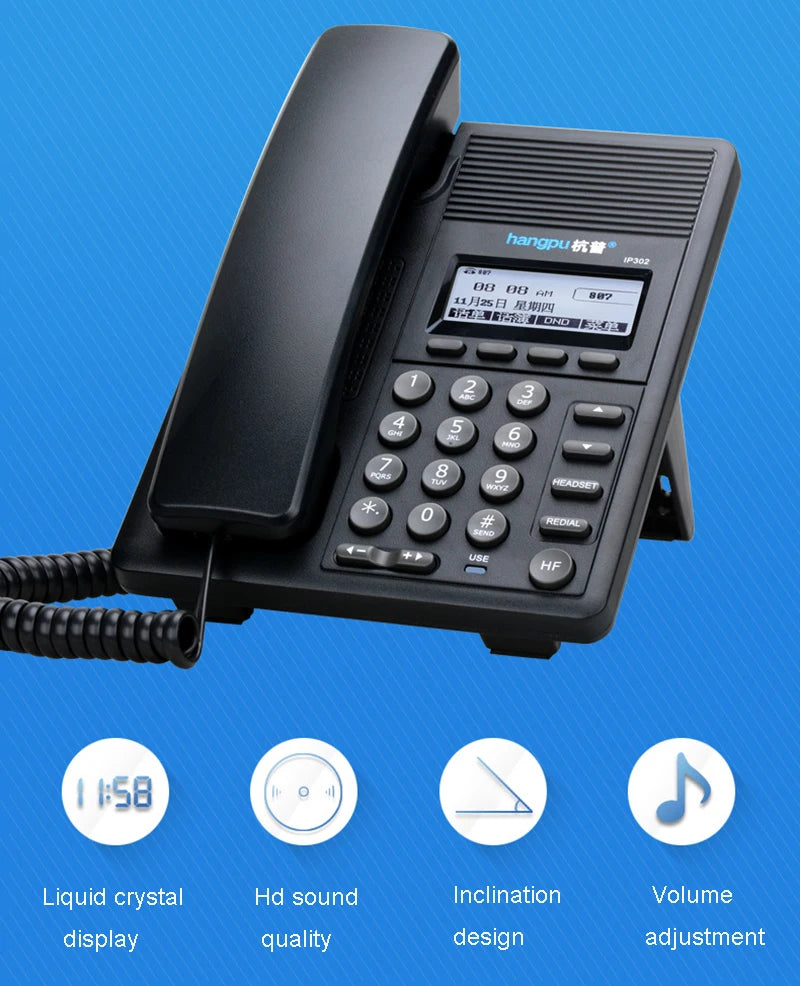 IP Telephone SIP Network Language Telephone Customer Service VOIP Landline With Backlight Led Screen