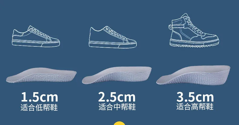 1 Pair Breathable Half Insole Heighten Heel Insert Sport Shoes Pad Cushion Unisex Height Increase Insoles Shoe Insoles 1.5-3.5cm