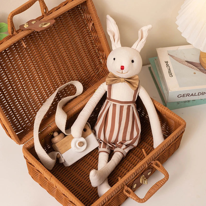 Stuffed Bunny Cloth Dress Toys Smoothing Toy for Infant  Cuddling sleep doll for Girls Handmade Diversity Brown Rabbit Plushie