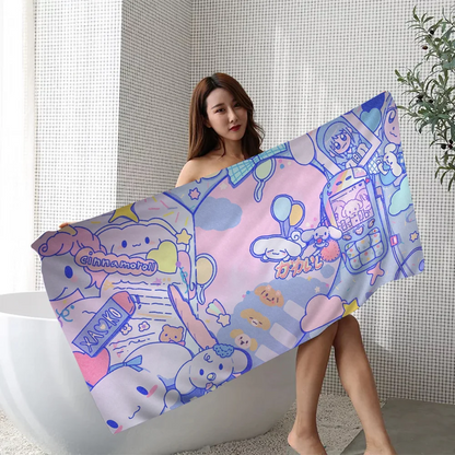 Cartoon C-Cinnamorolls Cartoon Beach Towel Cute Kawaii Room Decor Bath Girls Children Hand Towels For Bathroom Shower