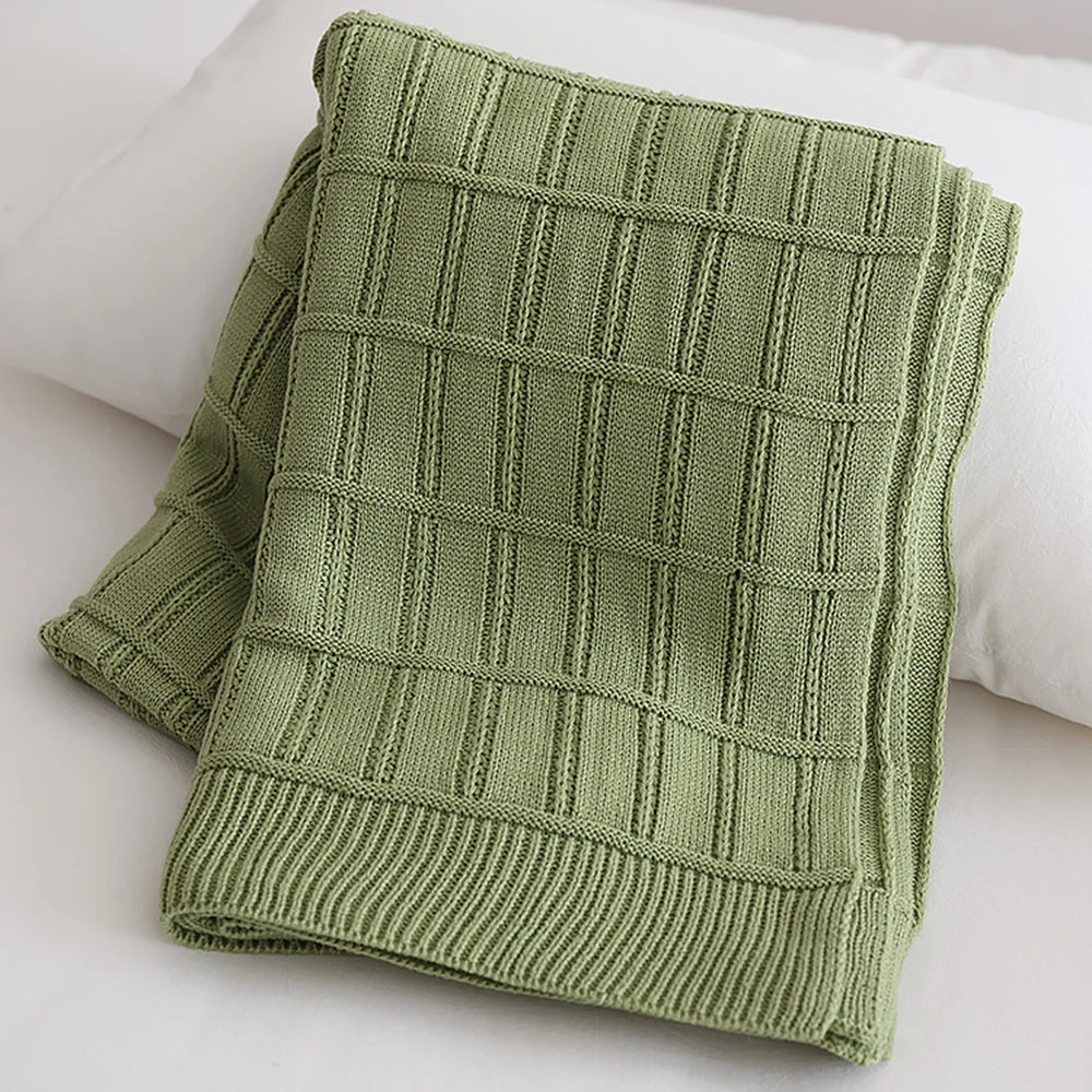 American-Style Thickened Knitted Wool Cover Blanket Solid Color Simple Bed End Towel Blanket Multifunctional Decorative Blankets