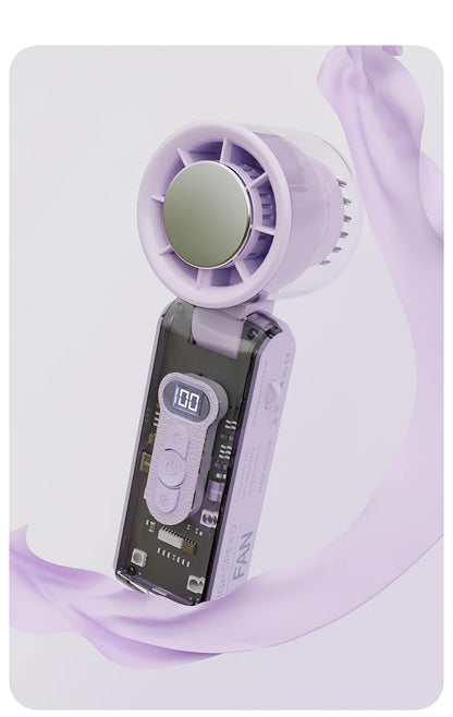 Portable Mini Fan Handheld Fan With Display High Speed Turbo Strong Wind 3600mAh USB Rechargeable Folding Fans For Home Outdoor