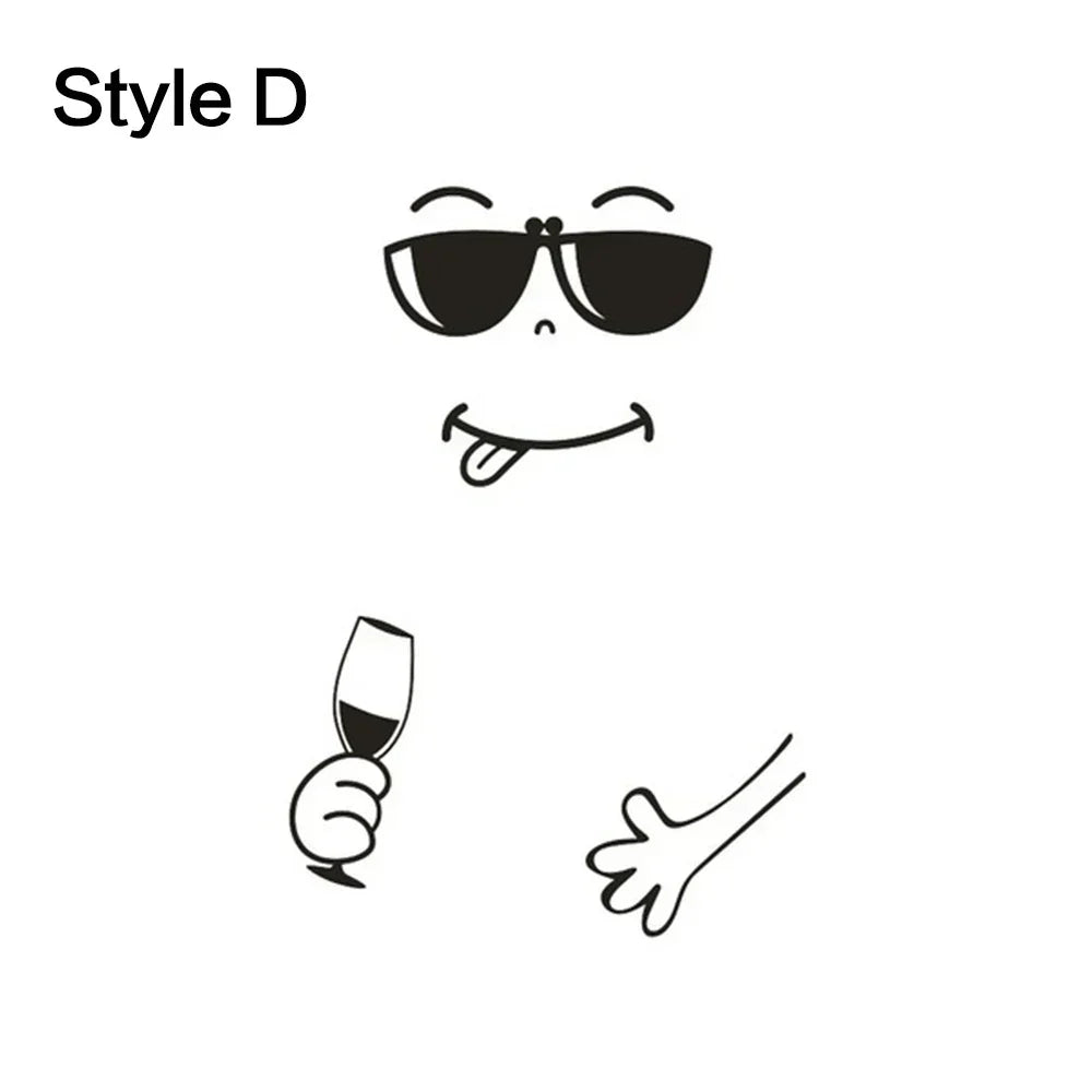 Cute Cartoon Refrigerator Stickers Removable Creative Wall Decor for Bedroom Living Room Smile Face Door Stickers