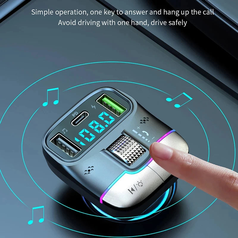 Xiaomi FM Transmitter Bluetooth 5.4 Hands-Free Portable Car AUX Radio Modulator MP3 Player with Fast Charging Adapter