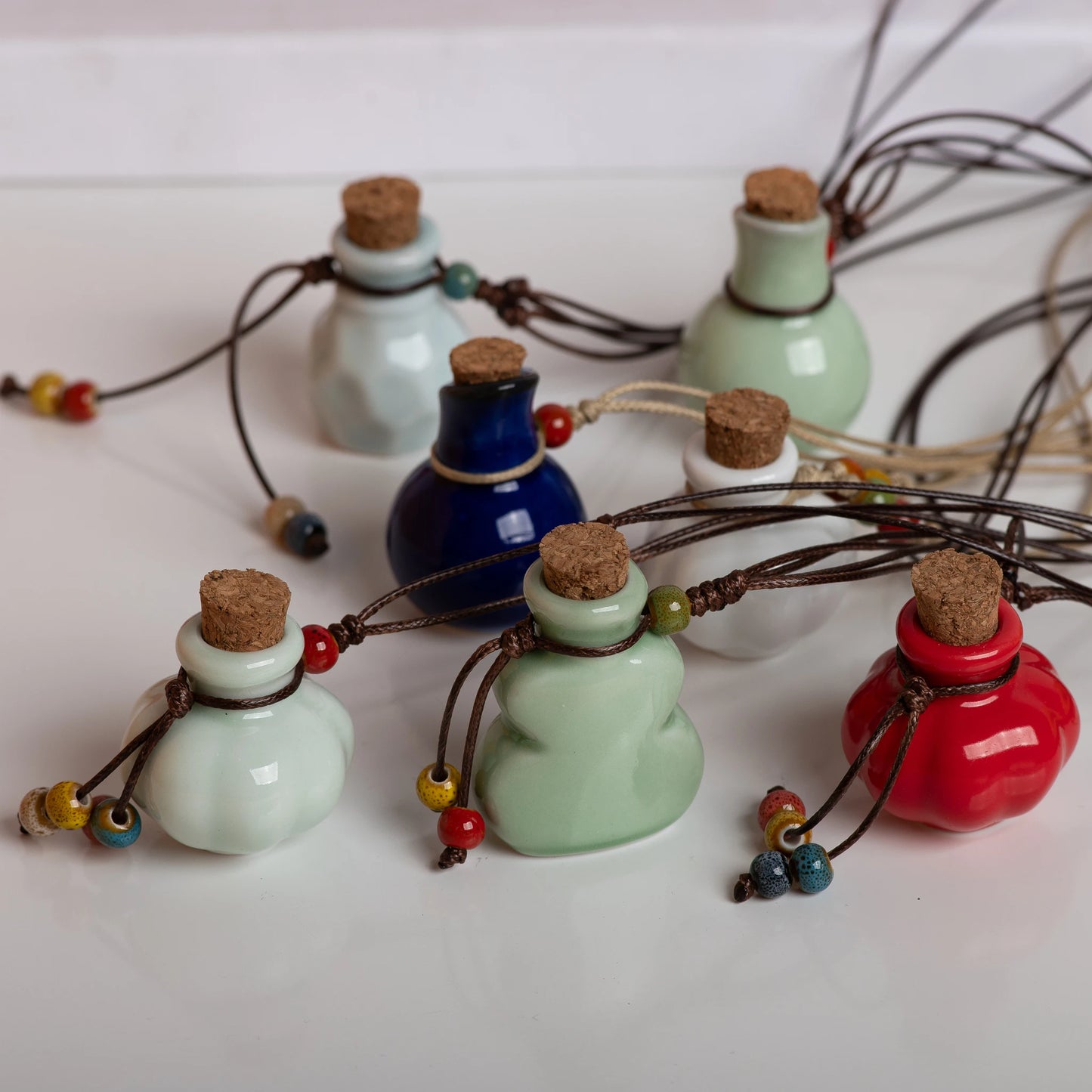 Handmade Ceramic Perfume Bottle Pendant Essential Oil Diffuser Artisan Craft Jewelry