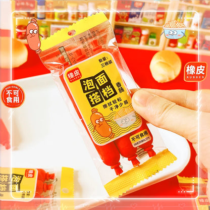 school teacher gift back to school supplies Aesthetic cute stationery Kawaii object funny erasers Sausage rubber cute things