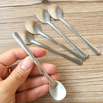 Stainless Steel Coffee Spoon Tableware Household Seasoning Spoon Creative Short Round Dessert Spoon Mixing Spoon