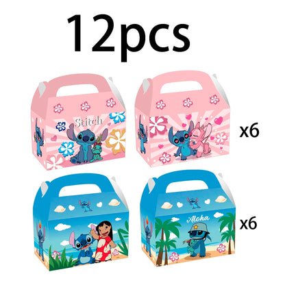 24pcs, 12Pcs, Stitch Birthday Party Supplies Kids Party Treat Boxes Candy Gift Bags Party Favors for Stitch Theme Party Decorati