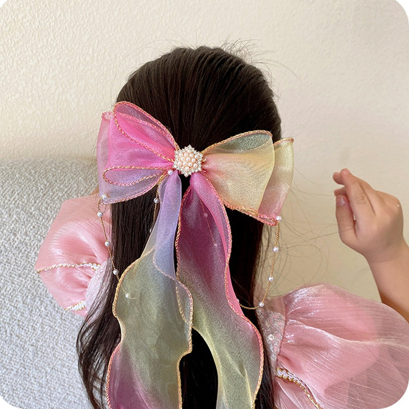 Fashion Hair Accessories New Girls Cute Colorful Chiffon Bow Ribbon Hairpins Children Sweet Hair Clips Hair Accessories