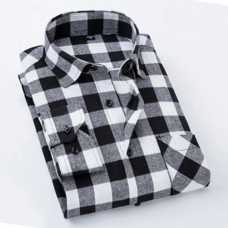 40%cotton fashion korean populasr clothes Casual plaid long-sleeve shirts for men slim fit plain shirt social streetwear tops