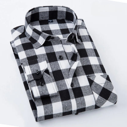 40%cotton fashion korean populasr clothes Casual plaid long-sleeve shirts for men slim fit plain shirt social streetwear tops