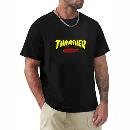 2025 T-shirts for Men Personalized T-Thrashers Y2k Clothing High Quality Summer Tops Vintage Streetwear Short Sleeve Tee White