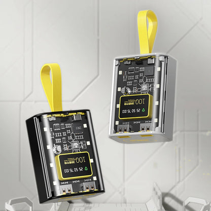 Transparent mobile power bank with 3 18650 battery packs, no welding power bank kit, DIY mobile power bank with night light