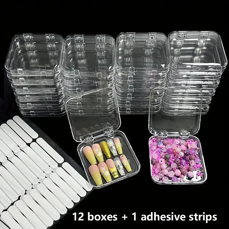 20pcs Press On Nail Packaging Boxes With Double Sided Adhesive Nail Tape Acrylic Press On Nail Storage Box in 4 Colors For Nail